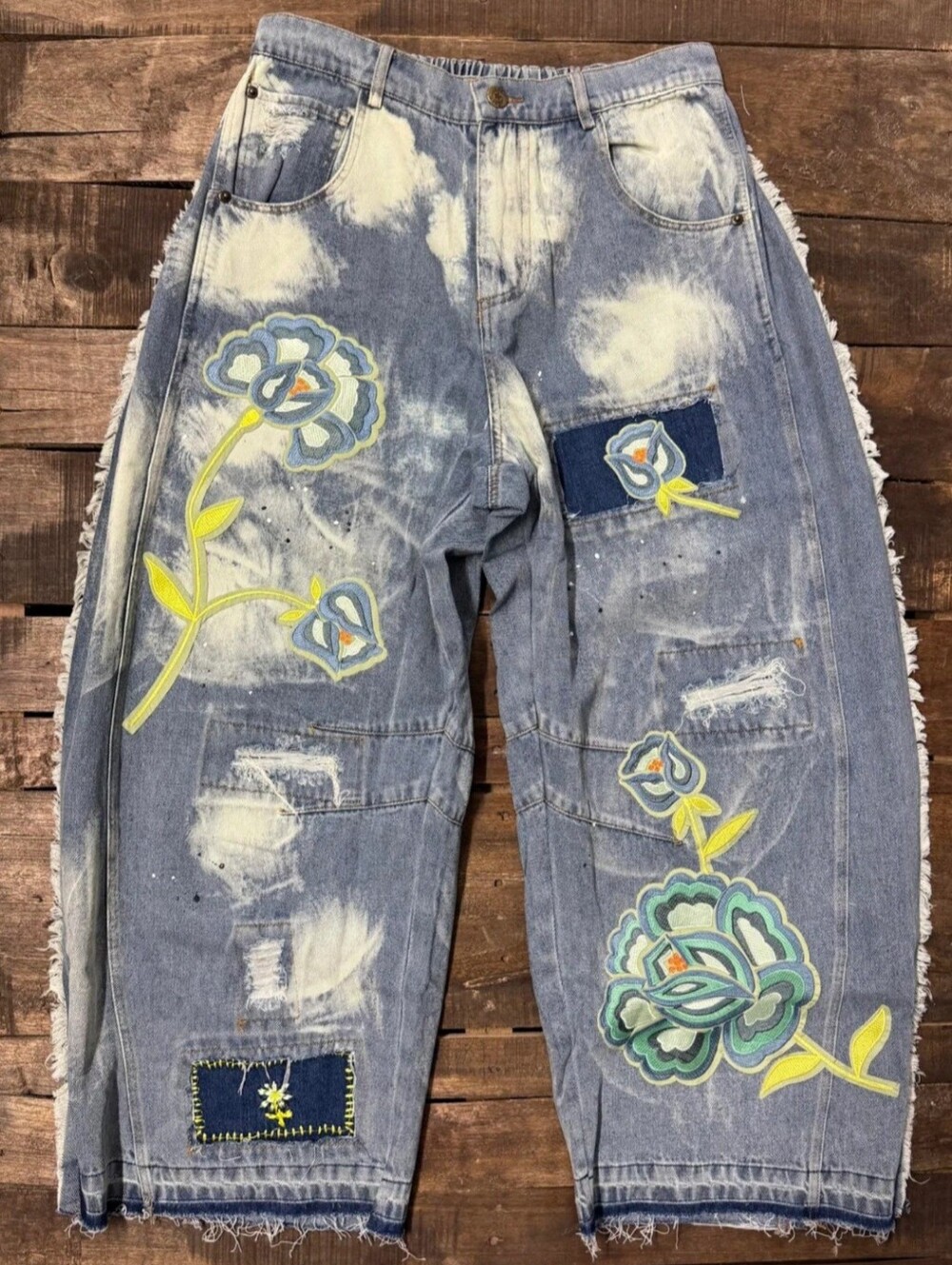 #1722 Jaded Gypsy Wildbloom Barrel Jeans